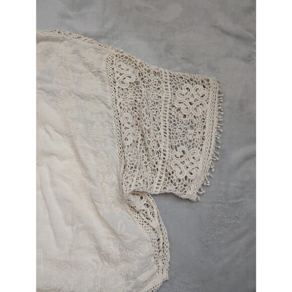 Democracy Wmns top sz XL crochet lace + embroidery+ camisole100% cotton see meas - Picture 5 of 11